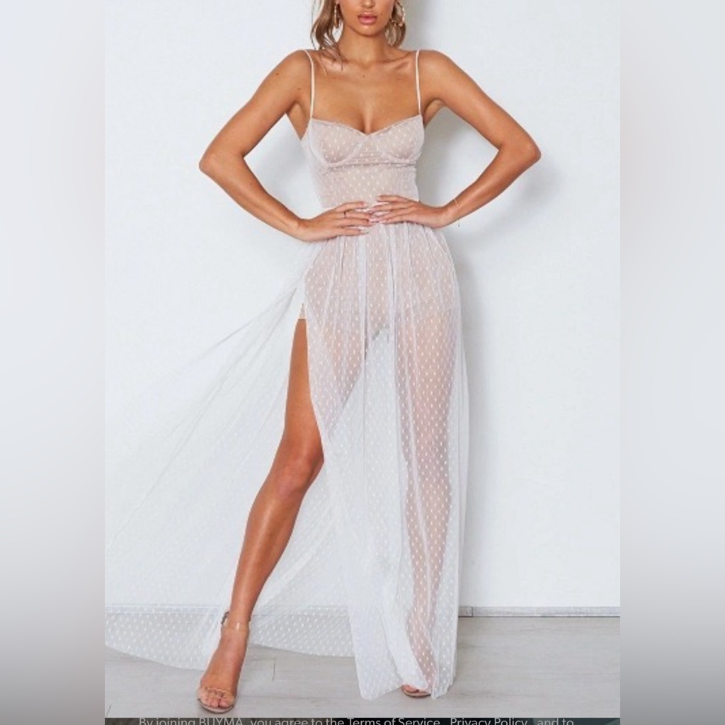 White Fox Totally Bangin' Mesh Maxi Dress